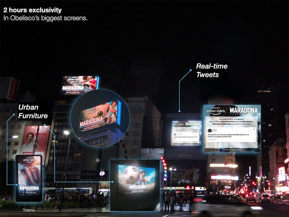 Amazon Maradona DOOH Exclusividad en Via Publica con anuncios de Twitter — Imagen 1